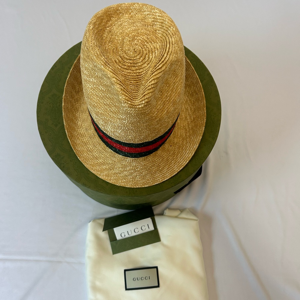 Authentic Gucci Woven Straw Bucket Hat